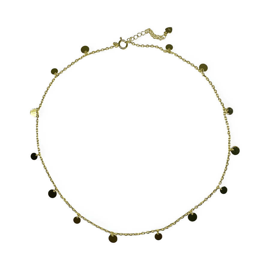 Halskette mit kleinen Plättchen aus vergoldetem Silber - Atelier Tibet