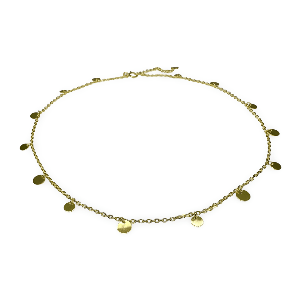 Halskette mit kleinen Plättchen aus vergoldetem Silber - Atelier Tibet