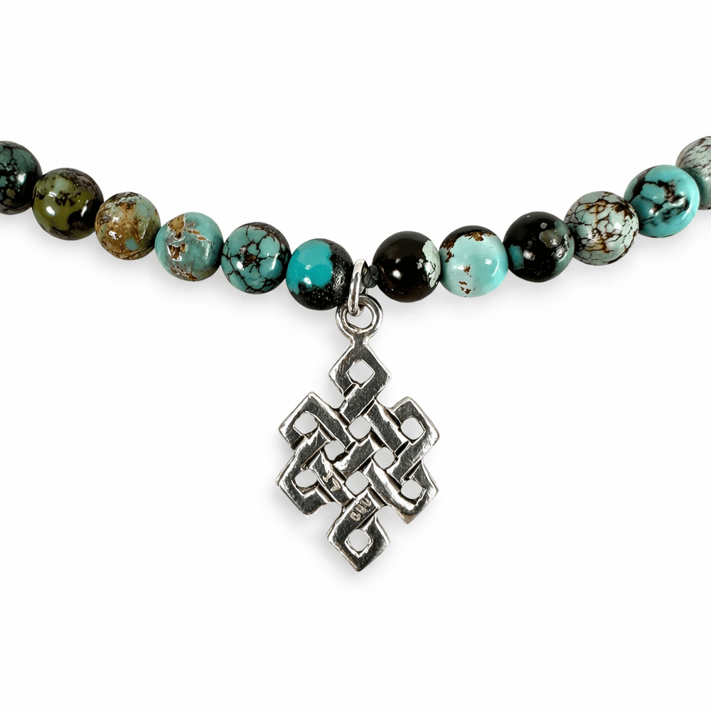 Halskette Tibet - Türkis mit Silber - Endlosknoten - Atelier Tibet