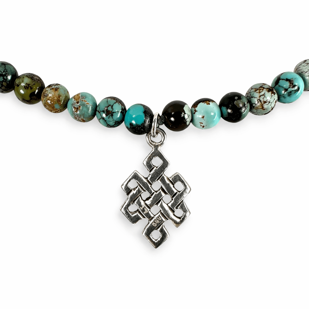 Halskette Tibet - Türkis mit Silber - Endlosknoten - Atelier Tibet
