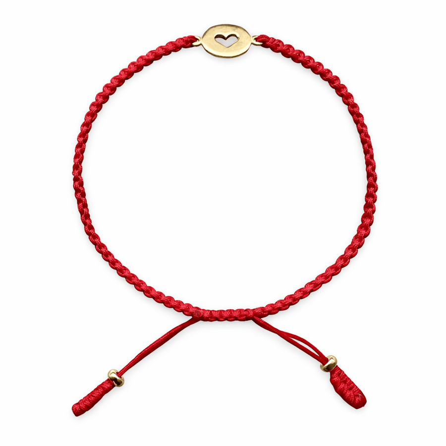 Handgeknüpftes Armband mit goldenem Herz - Atelier Tibet