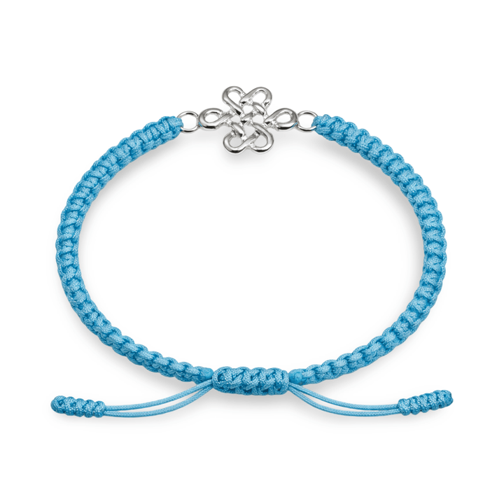 Handgeknüpftes Glücksarmband – Endloser Knoten aus Silber - Atelier Tibet