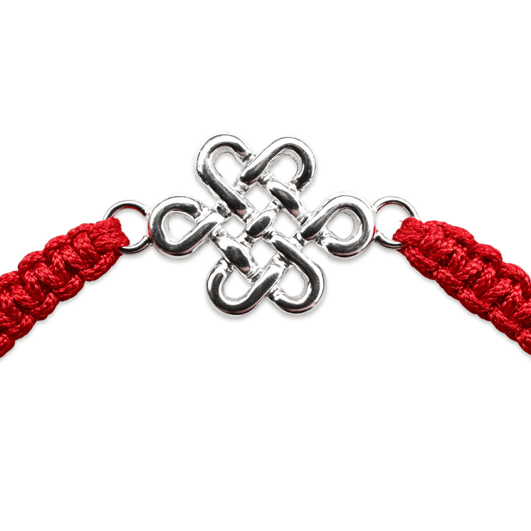 Handgeknüpftes Glücksarmband – Endloser Knoten aus Silber - Atelier Tibet