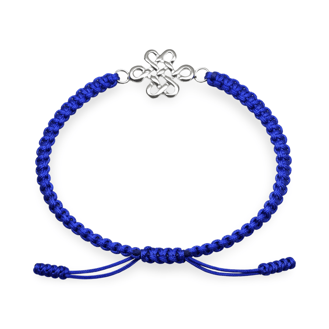 Handgeknüpftes Glücksarmband – Endloser Knoten aus Silber - Atelier Tibet