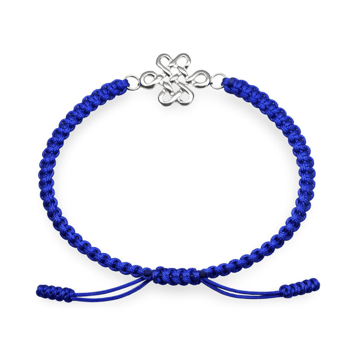 Handgeknüpftes Glücksarmband – Endloser Knoten aus Silber - Atelier Tibet