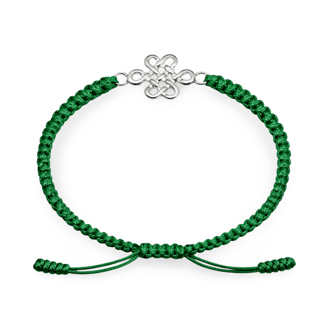 Handgeknüpftes Glücksarmband – Endloser Knoten aus Silber - Atelier Tibet