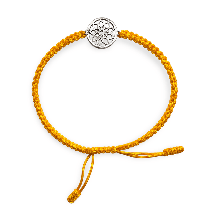 Handgeknüpftes Glücksarmband – Lotusblüte aus Silber - Atelier Tibet