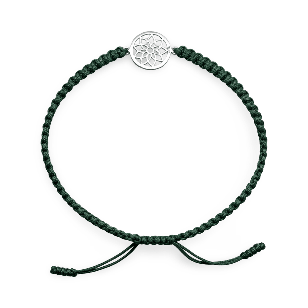 Handgeknüpftes Glücksarmband – Lotusblüte aus Silber - Atelier Tibet