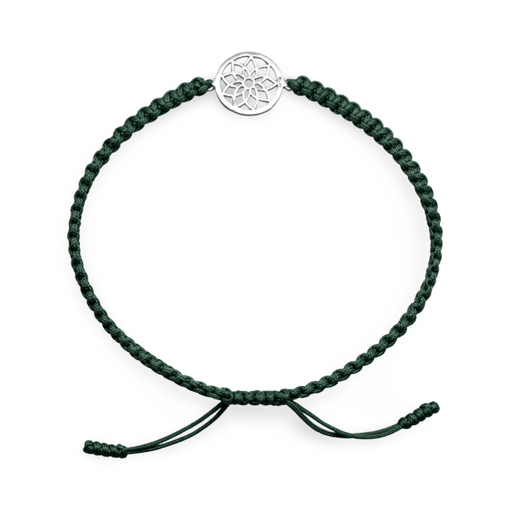 Handgeknüpftes Glücksarmband – Lotusblüte aus Silber - Atelier Tibet