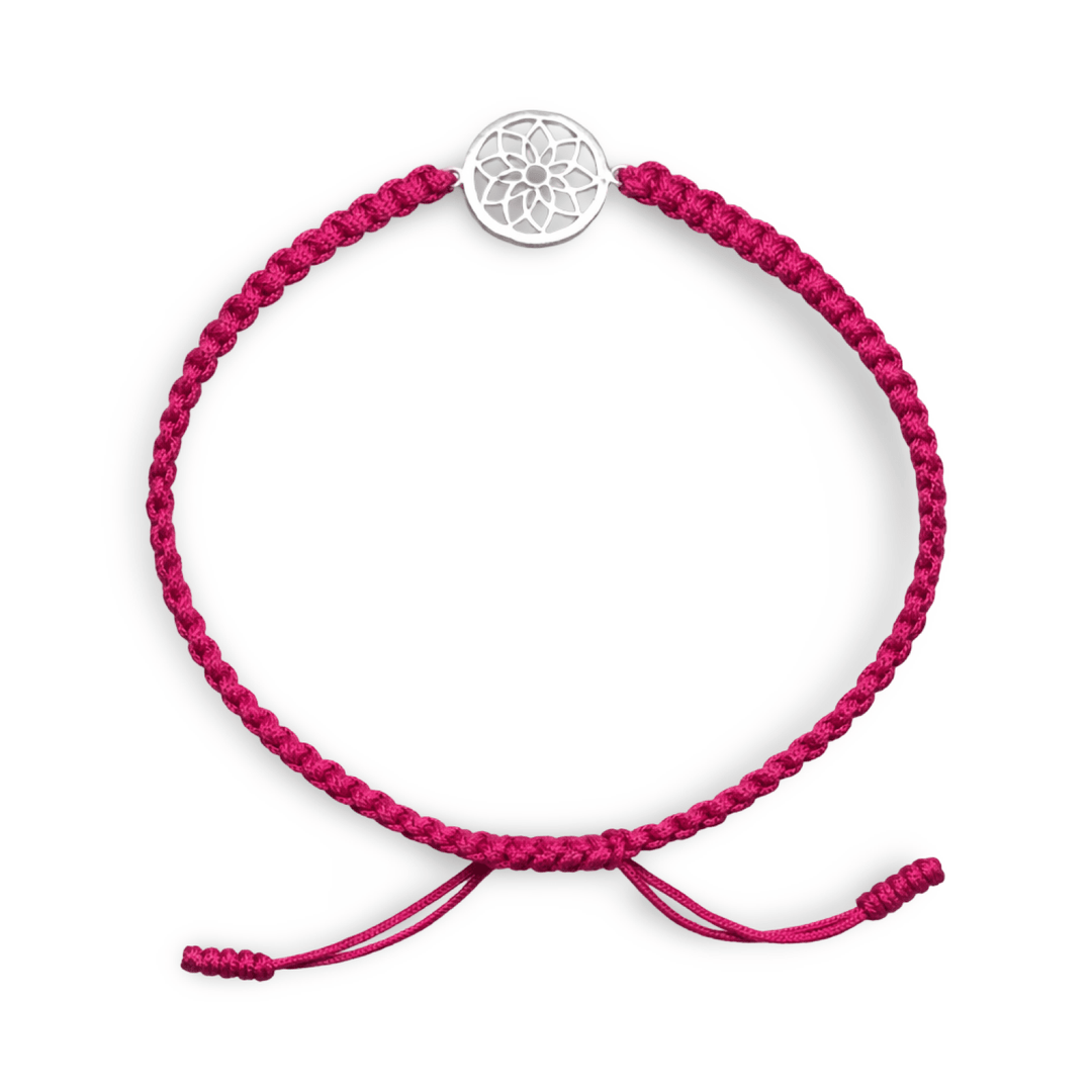 Handgeknüpftes Glücksarmband – Lotusblüte aus Silber - Atelier Tibet