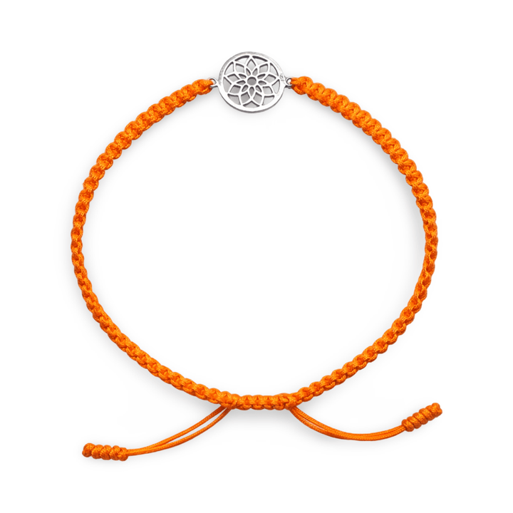 Handgeknüpftes Glücksarmband – Lotusblüte aus Silber - Atelier Tibet
