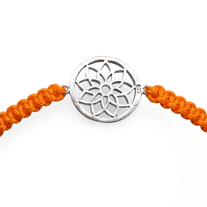 Handgeknüpftes Glücksarmband – Lotusblüte aus Silber - Atelier Tibet