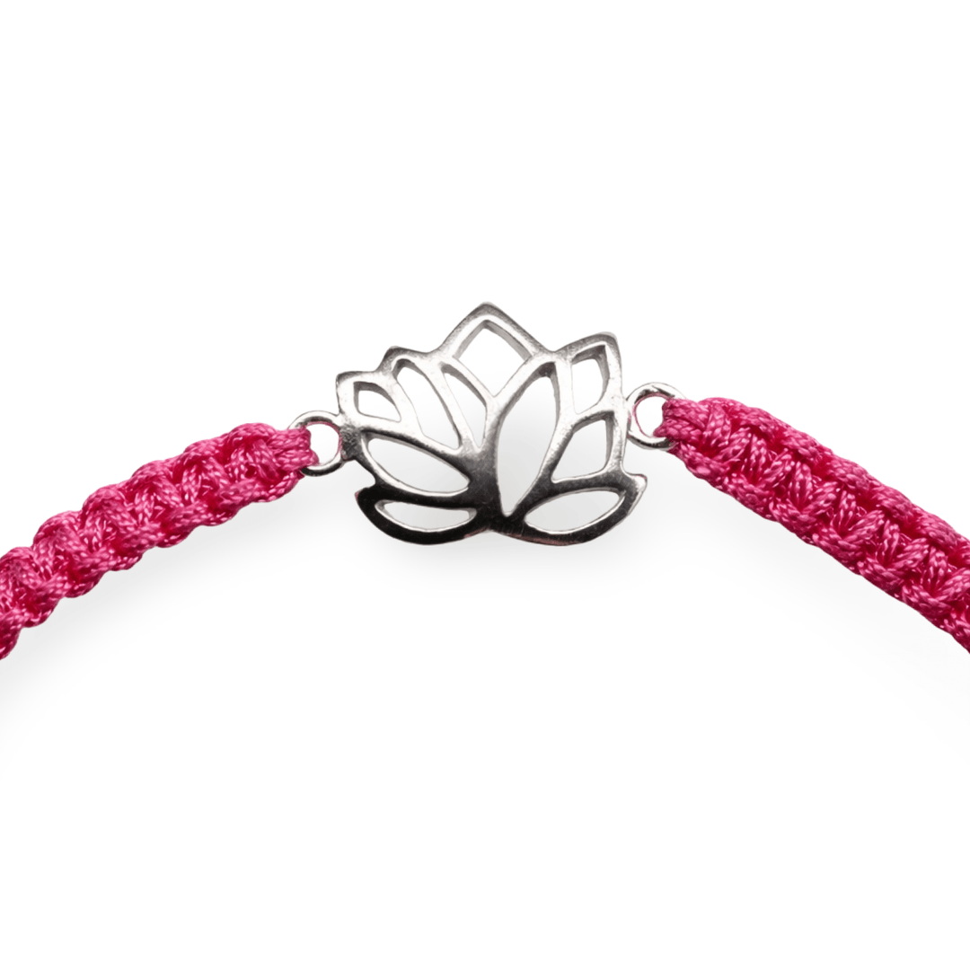 Handgeknüpftes Glücksarmband – Lotusblüte aus Silber - Atelier Tibet