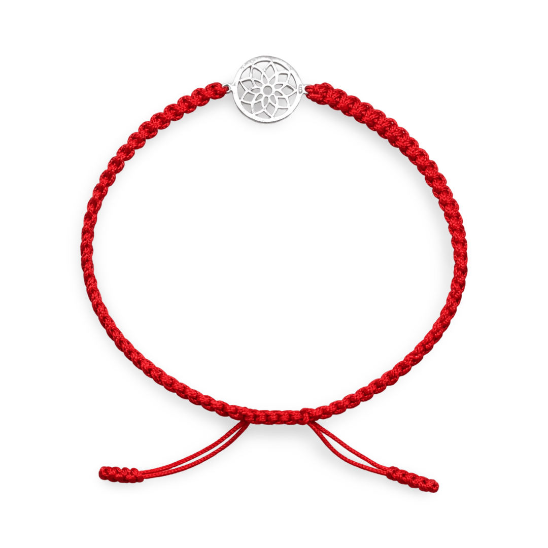 Handgeknüpftes Glücksarmband – Lotusblüte aus Silber - Atelier Tibet