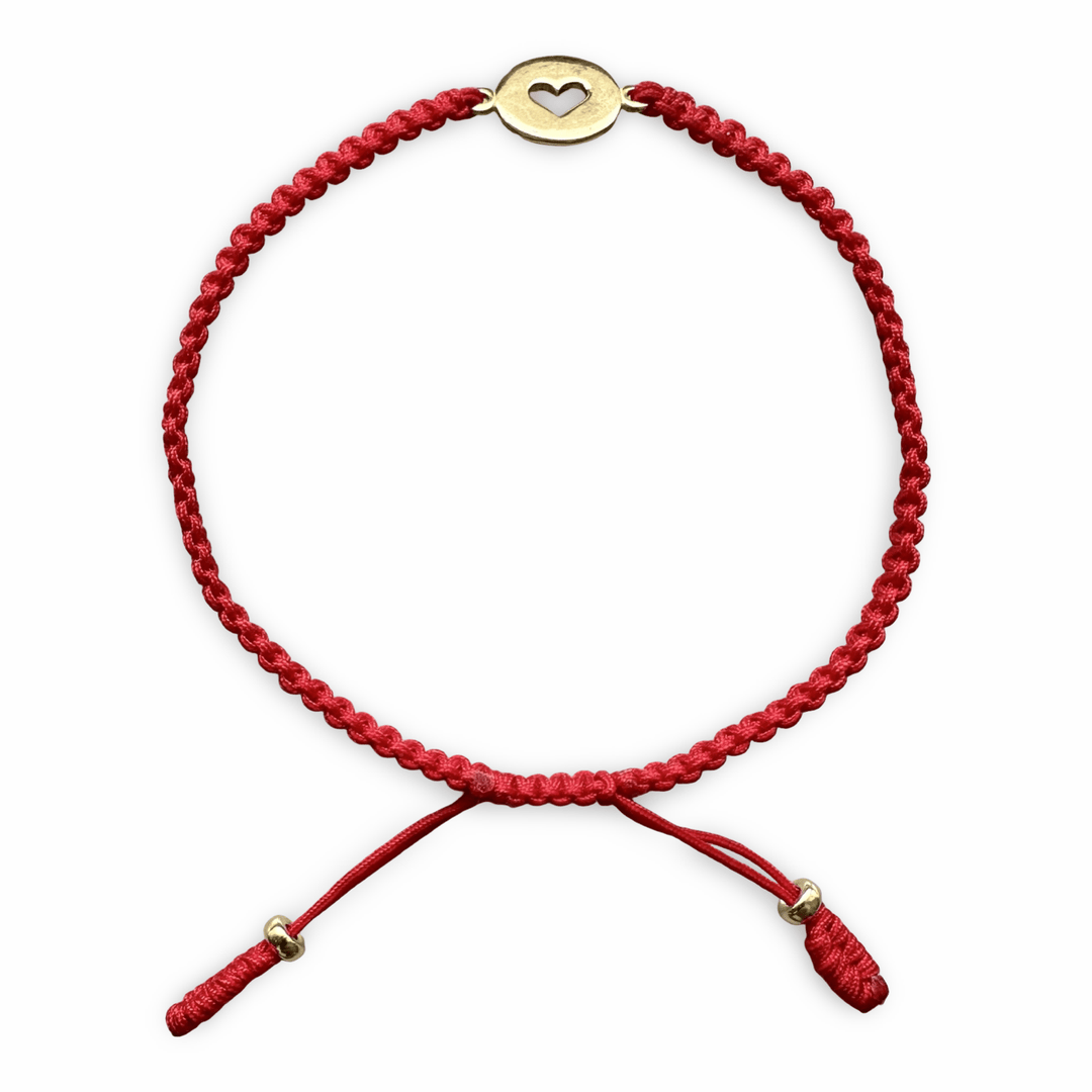 Handgeknüpftes Armband mit goldenem Herz - Atelier Tibet