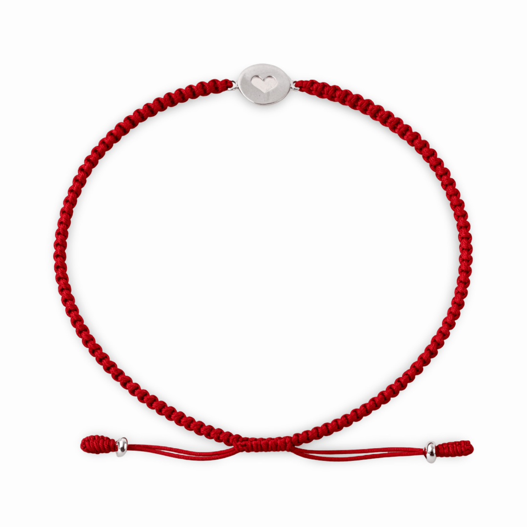 Handgeknüpftes Armband mit Silber - Herz - Atelier Tibet