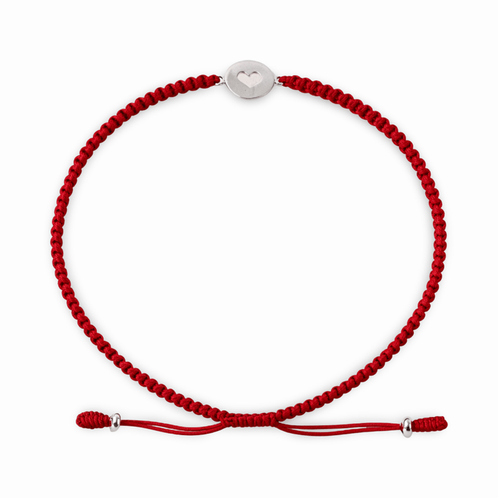 Handgeknüpftes Armband mit Silber - Herz - Atelier Tibet