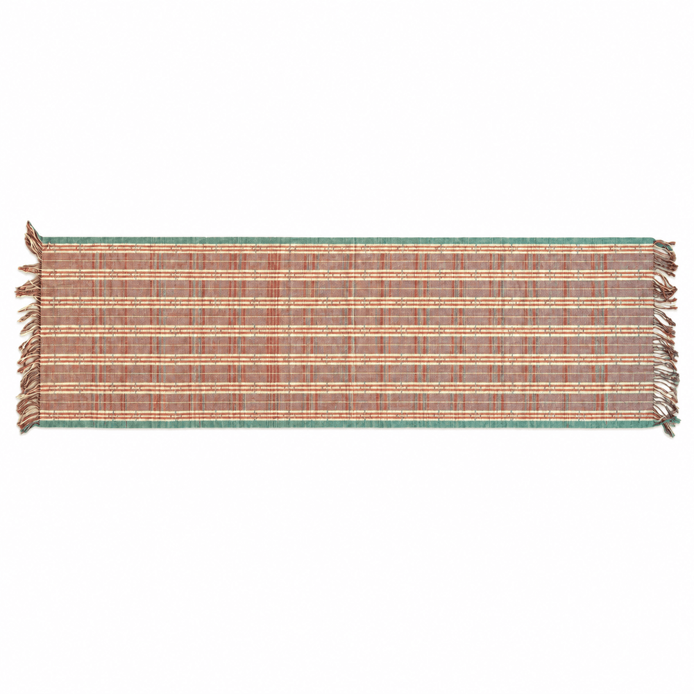Handgewebter Schal aus Bhutan – Rohseide, Karo in Mauve, Terrakotta und Salbeigrün - Atelier Tibet