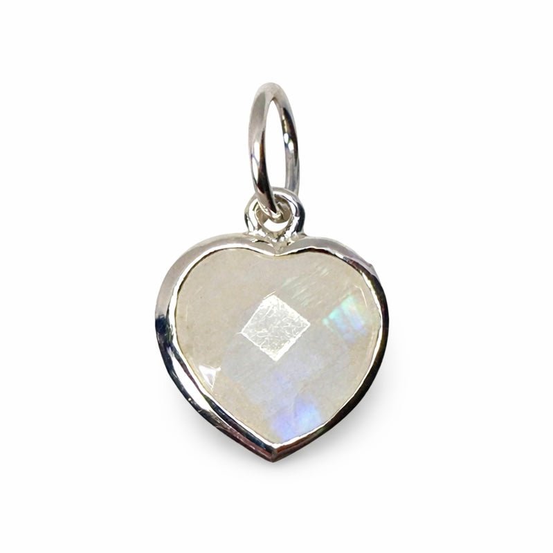 Herzförmiger Regenbogen Mondstein - Anhänger - Atelier Tibet
