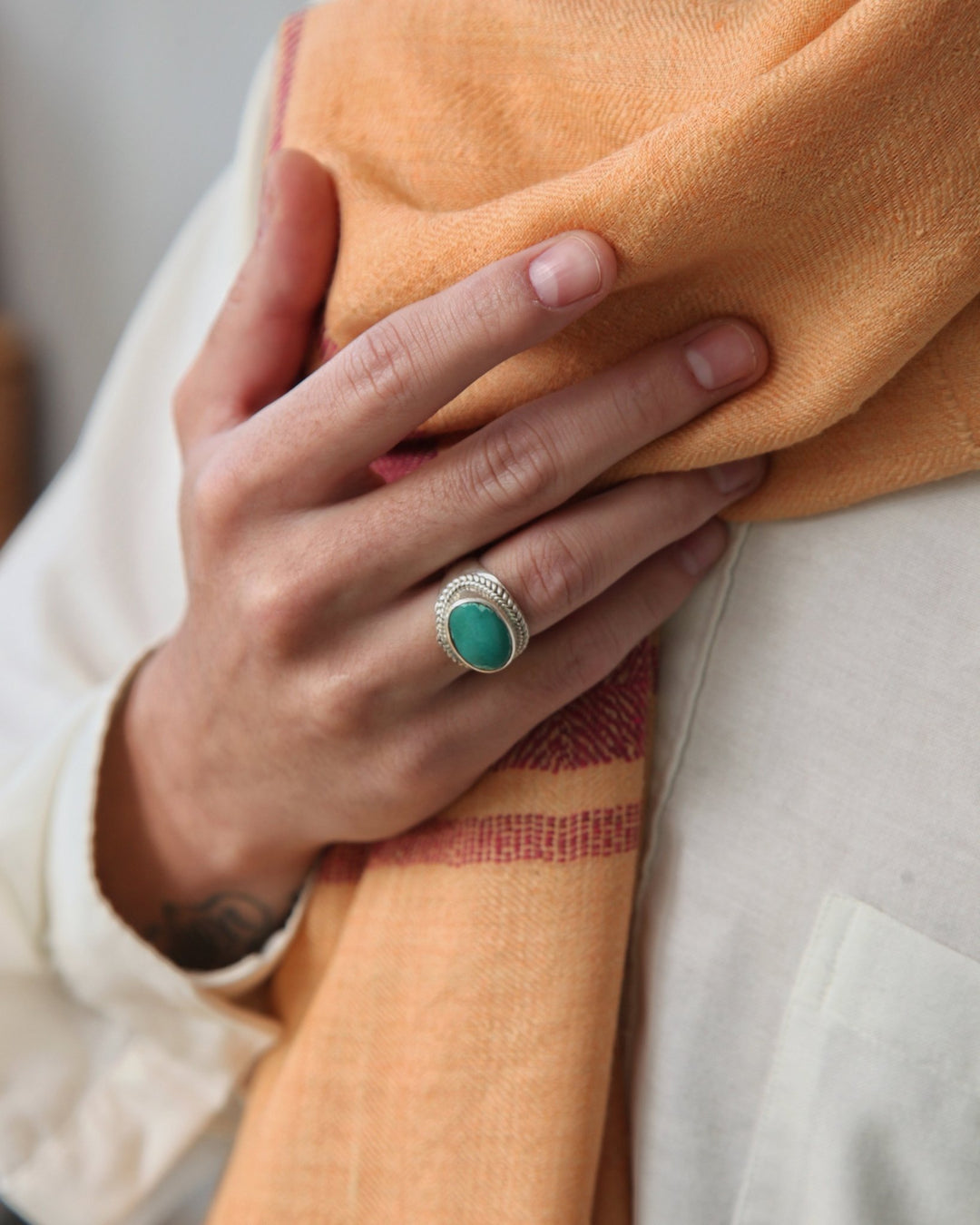 Himalaya Kaschmir Schal • 100% Pashmina • Apricot & Dunkelrot - Atelier Tibet