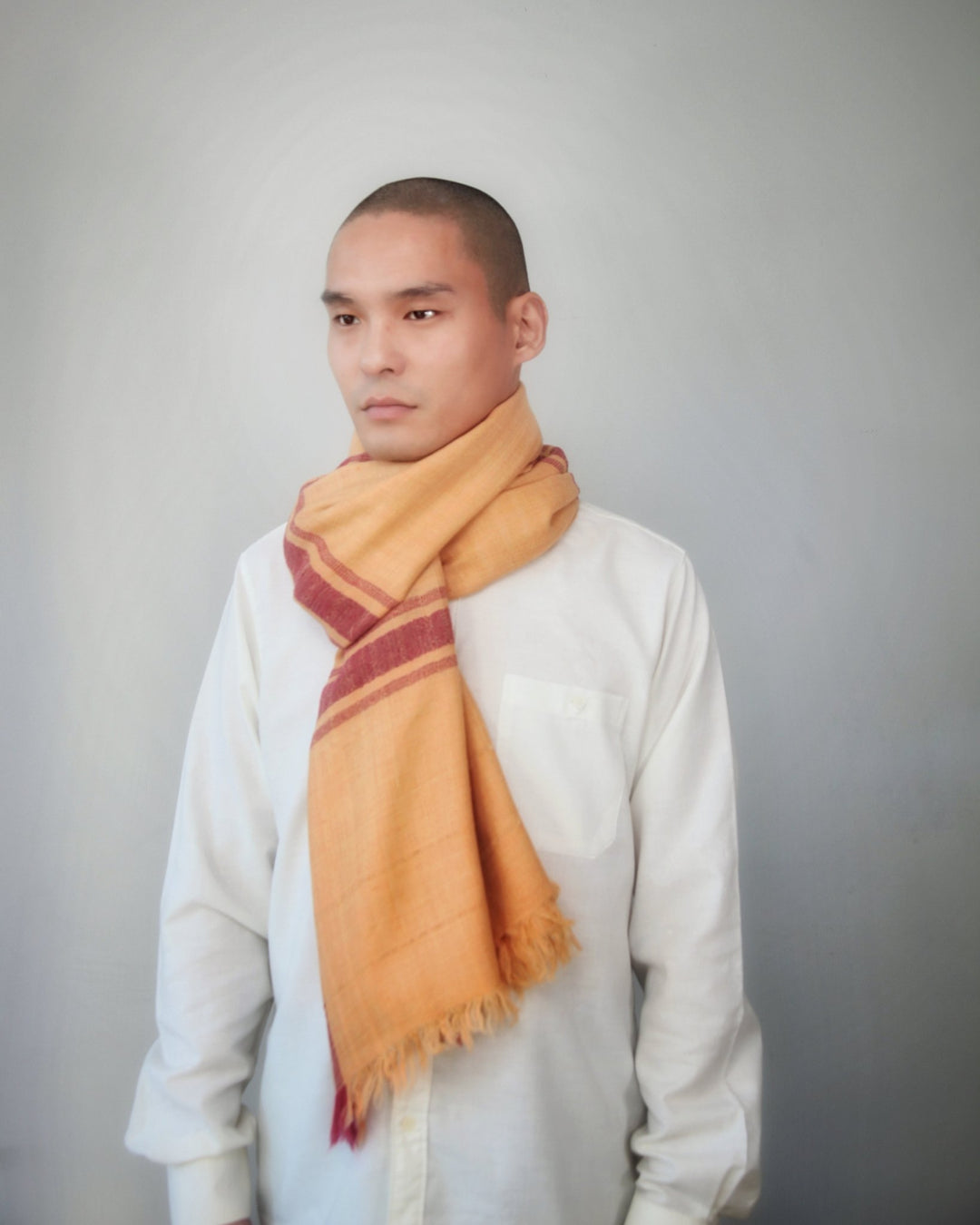Himalaya Kaschmir Schal • 100% Pashmina • Apricot & Dunkelrot - Atelier Tibet