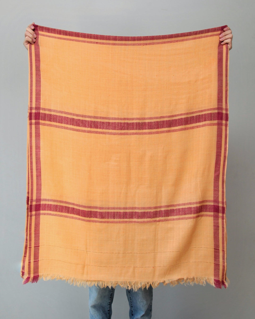 Himalaya Kaschmir Schal • 100% Pashmina • Apricot & Dunkelrot - Atelier Tibet