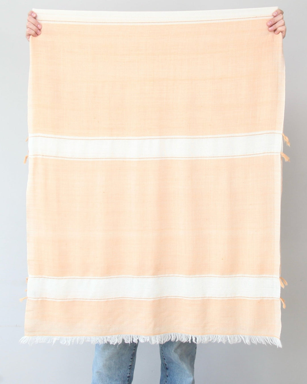 Himalaya Kaschmir Schal • 100% Pashmina • Apricot & Offwhite - Atelier Tibet
