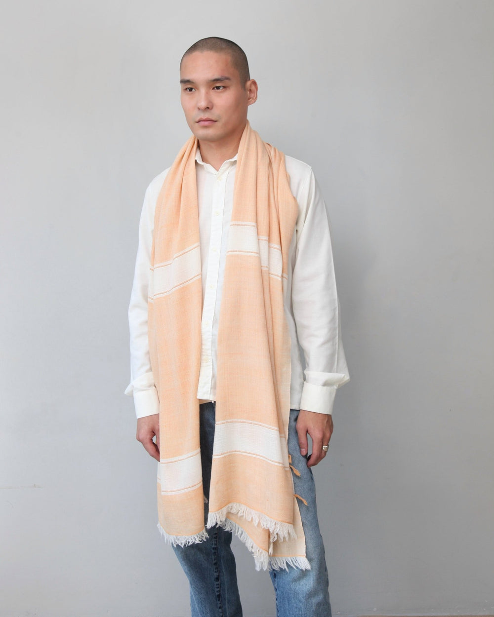 Himalaya Kaschmir Schal • 100% Pashmina • Apricot & Offwhite - Atelier Tibet