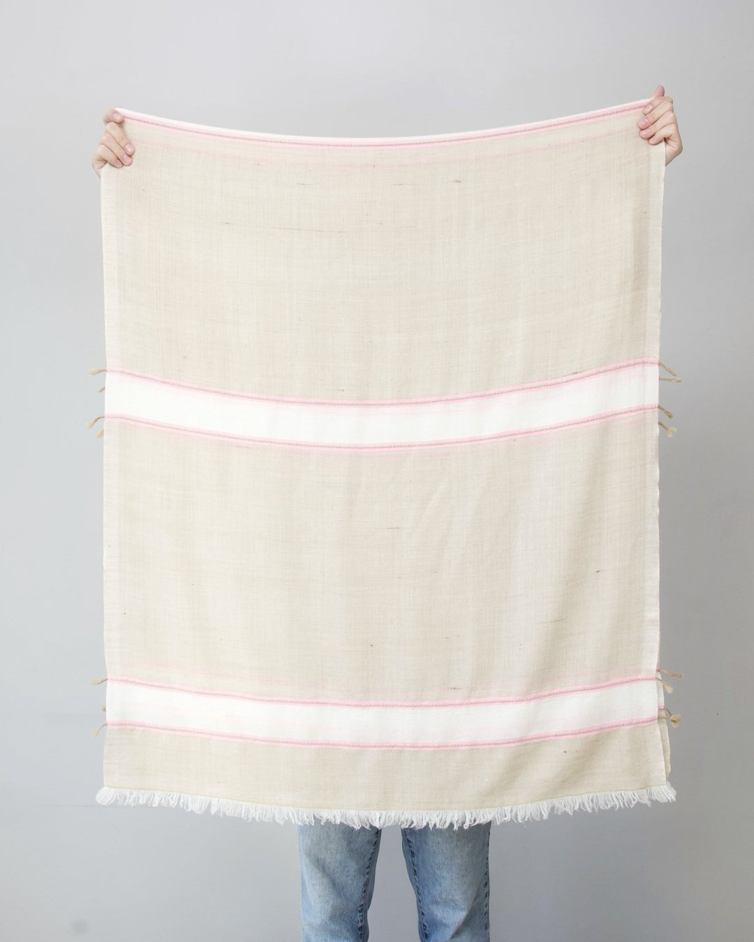 Himalaya Kaschmir Schal • 100% Pashmina • Beige & Pink - Atelier Tibet