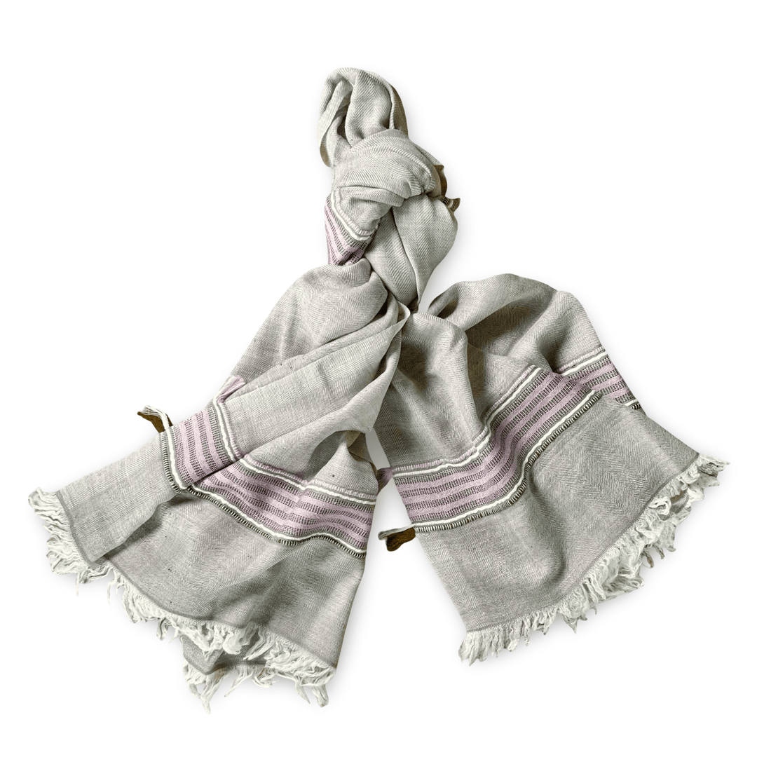 Himalaya Kaschmir Schal • 100% Pashmina • Beige & Violett - Atelier Tibet