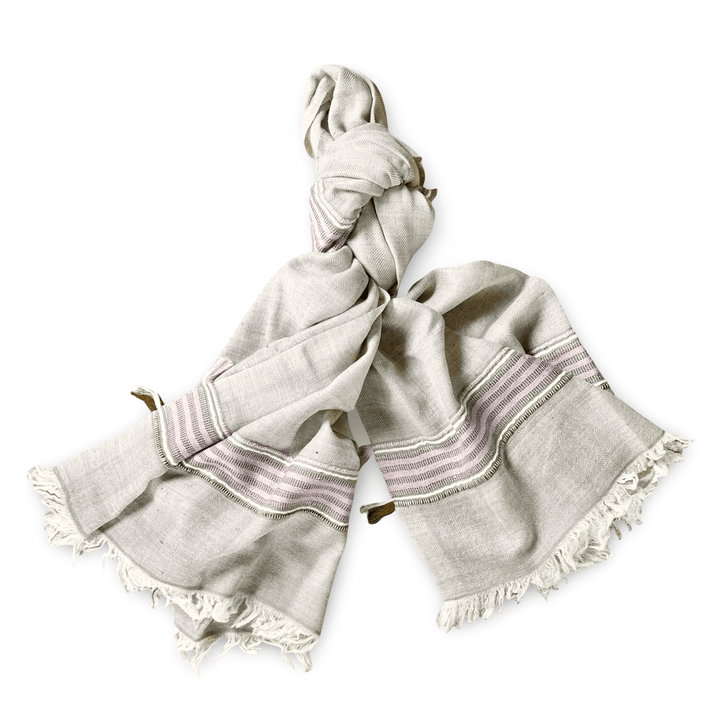 Himalaya Kaschmir Schal • 100% Pashmina • Beige & Violett - Atelier Tibet