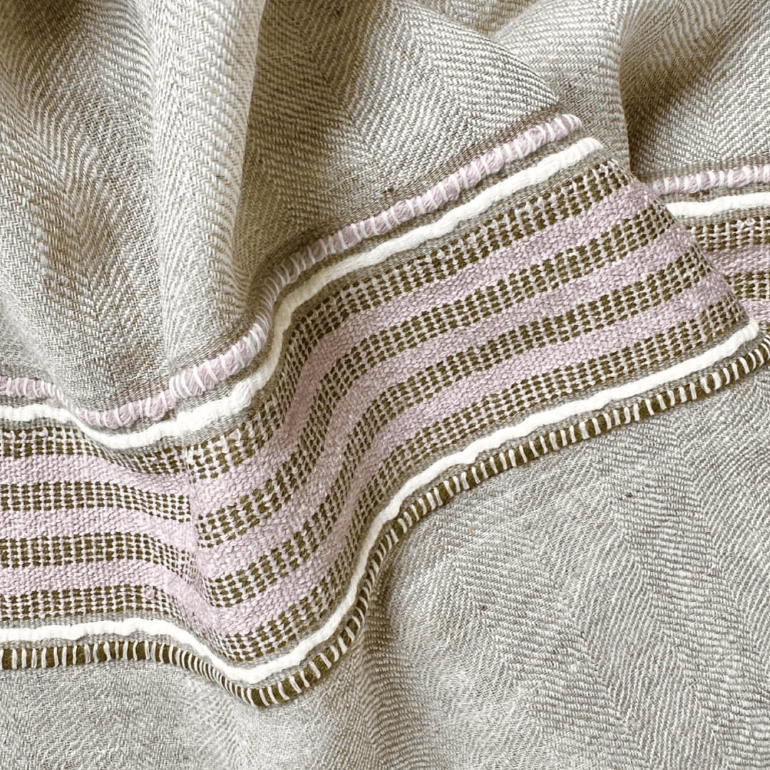 Himalaya Kaschmir Schal • 100% Pashmina • Beige & Violett - Atelier Tibet