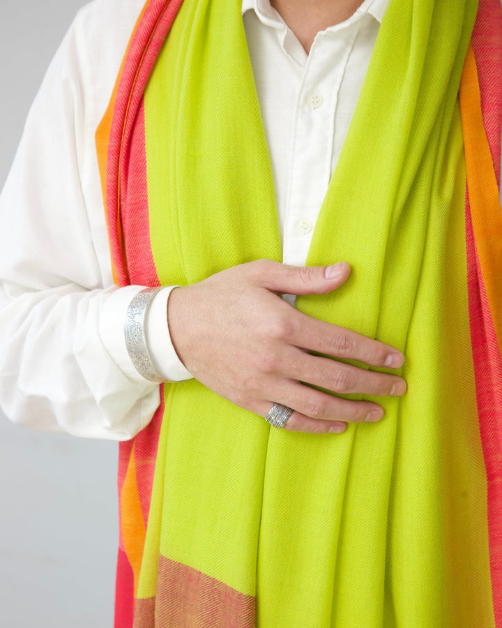 Himalaya Kaschmir Schal • 100% Pashmina • Grün, Pink, Orange, Braun - Atelier Tibet