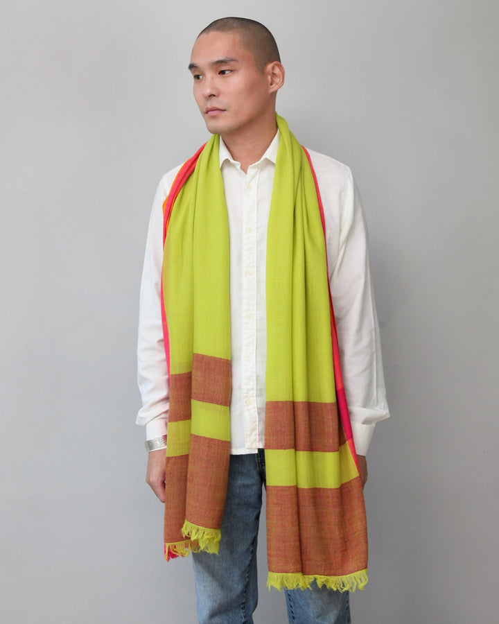 Himalaya Kaschmir Schal • 100% Pashmina • Grün, Pink, Orange, Braun - Atelier Tibet