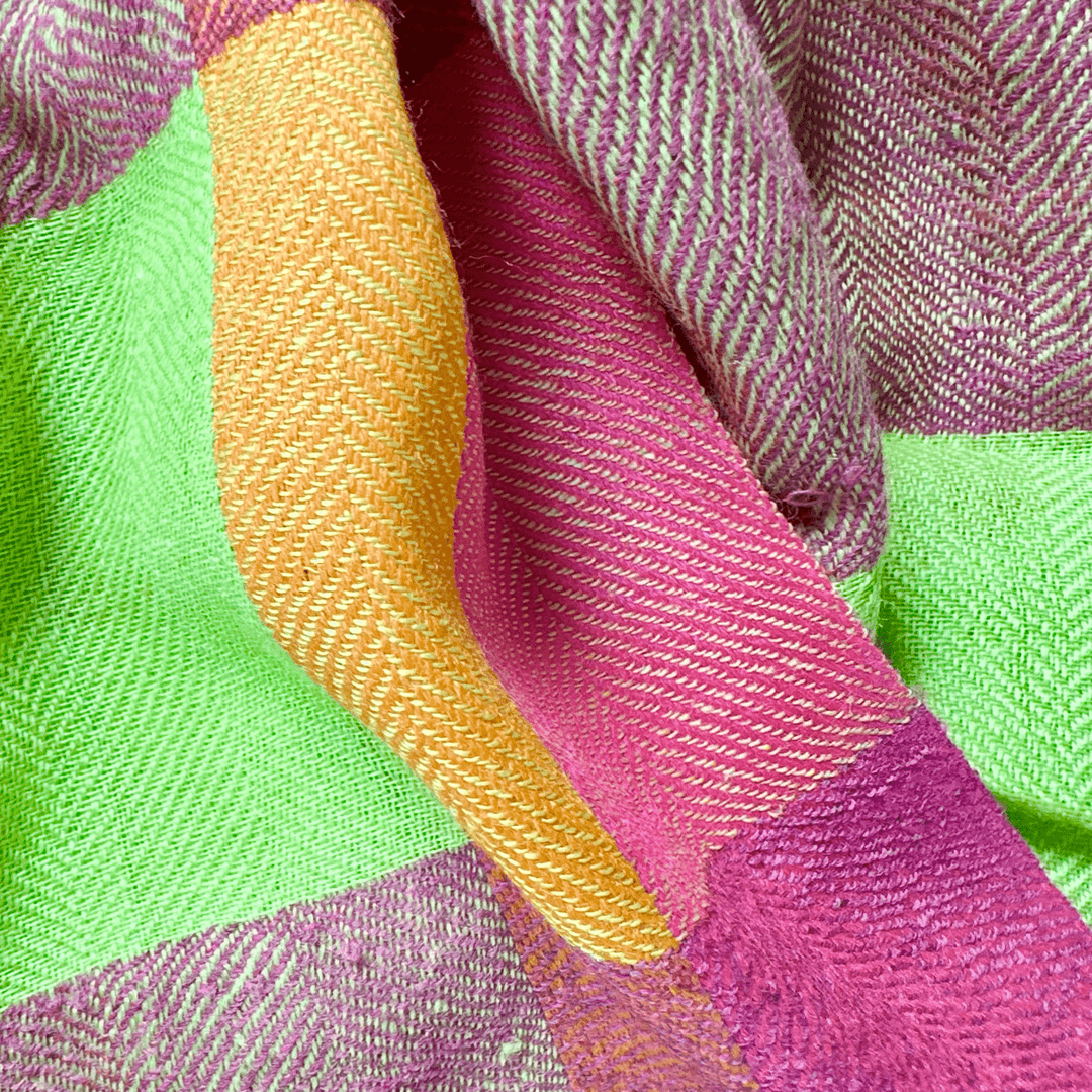 Himalaya Kaschmir Schal • 100% Pashmina • Grün, Pink, Orange, Braun - Atelier Tibet