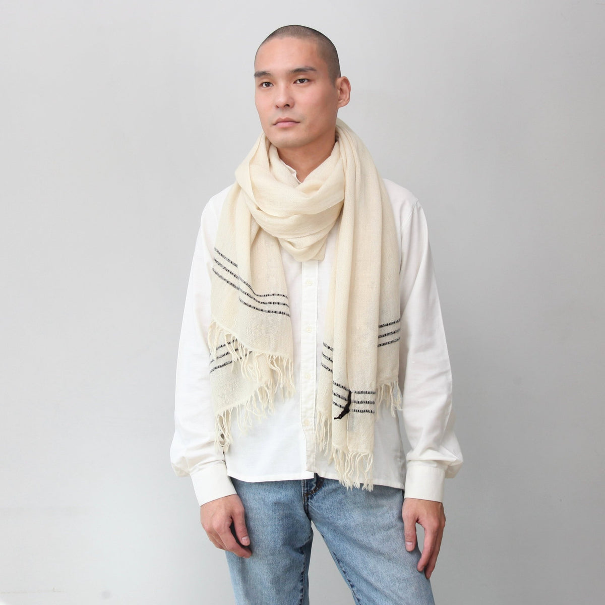Himalaya - Schal • 100% Wolle • Altweiss - Atelier Tibet