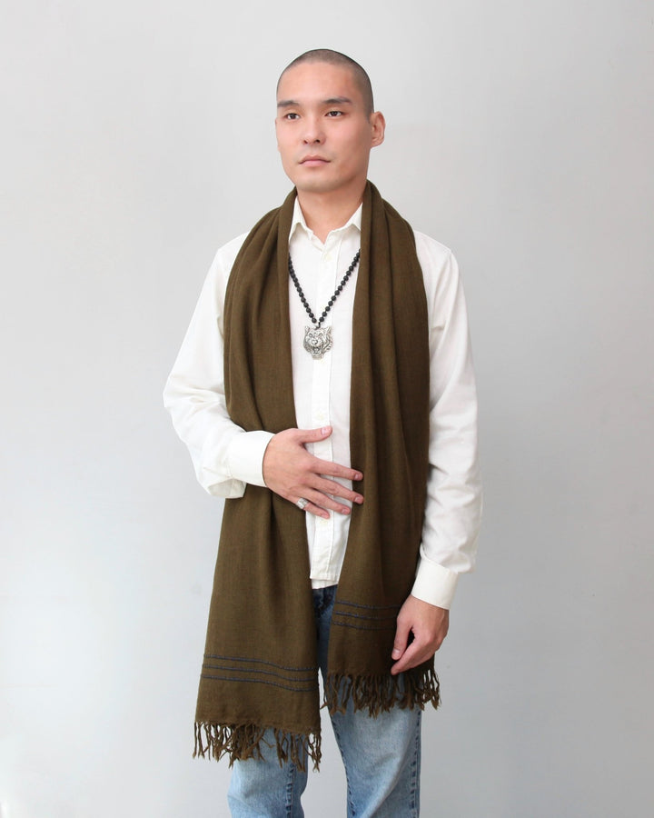 Himalaya - Schal • 100% Wolle • Olivgrün - Atelier Tibet