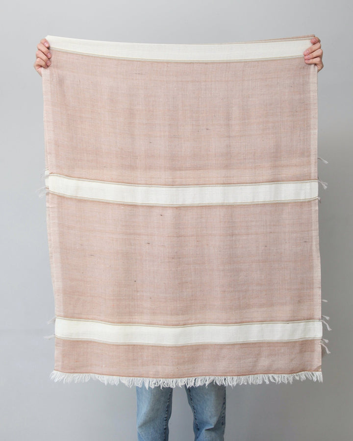 Himalaya Schal • 80% Wolle, 20% Pashmina • Apricot & Offwhite - Atelier Tibet