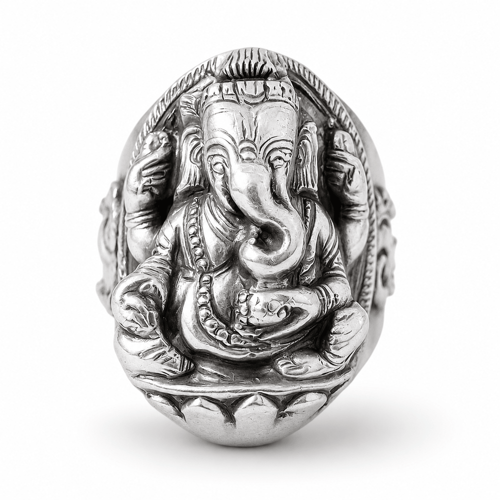 Imposanter Ganesha-Ring aus Silber - Atelier Tibet