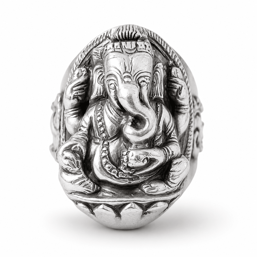 Imposanter Ganesha-Ring aus Silber - Atelier Tibet