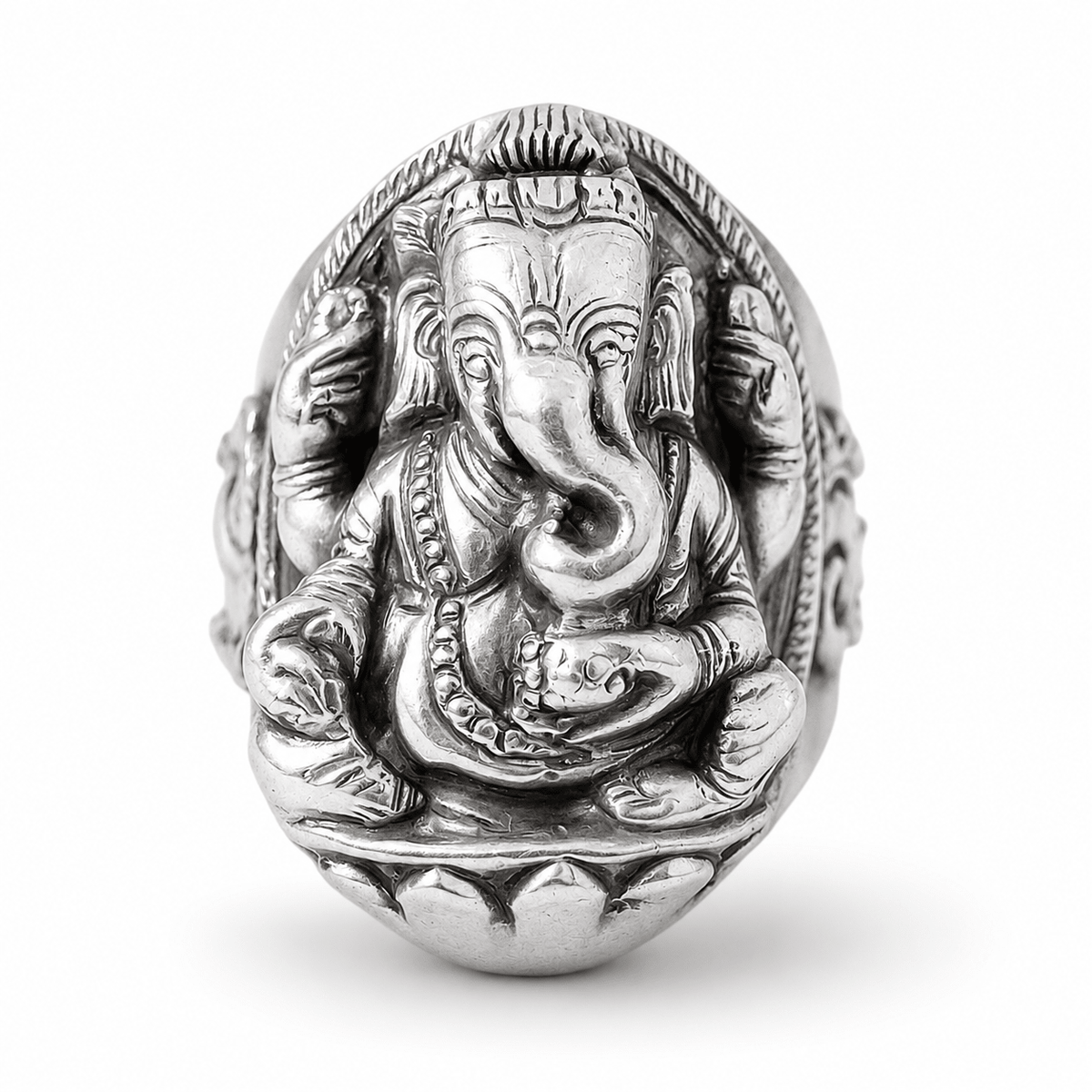 Imposanter Ganesha-Ring aus Silber - Atelier Tibet
