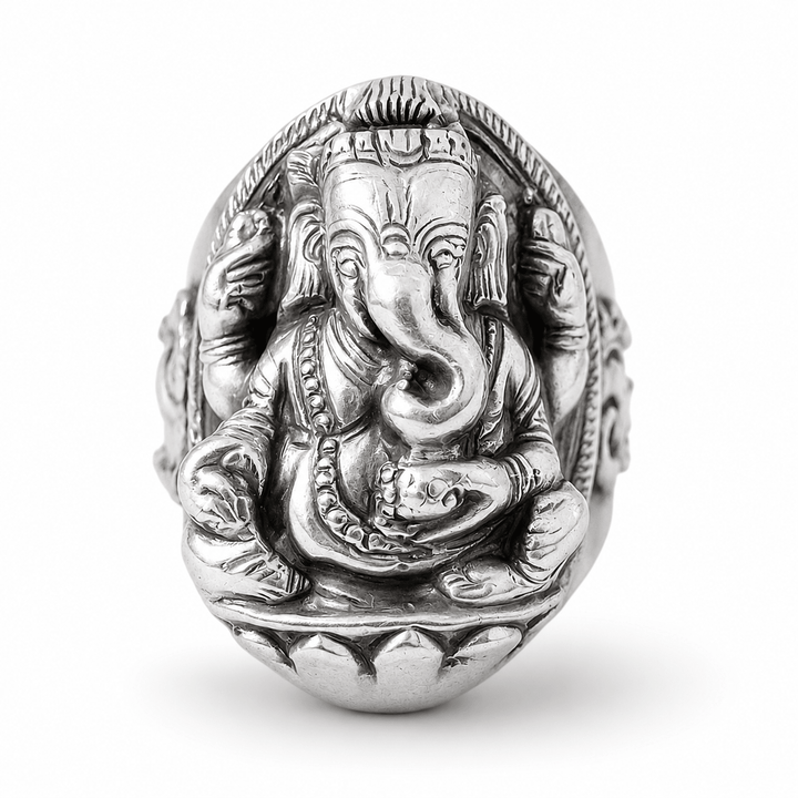 Imposanter Ganesha-Ring aus Silber - Atelier Tibet