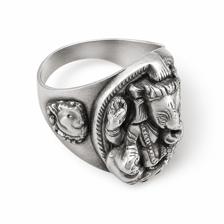Imposanter Ganesha-Ring aus Silber - Atelier Tibet