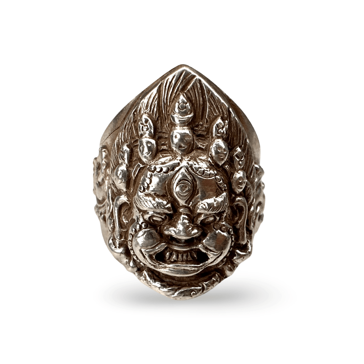 Imposanter Mahakala-Ring aus Silber - Atelier Tibet
