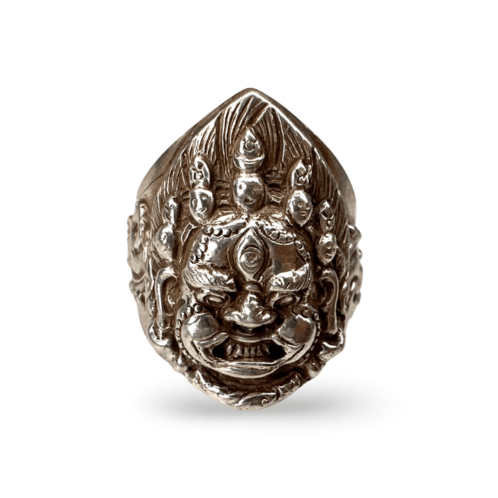 Imposanter Mahakala-Ring aus Silber - Atelier Tibet