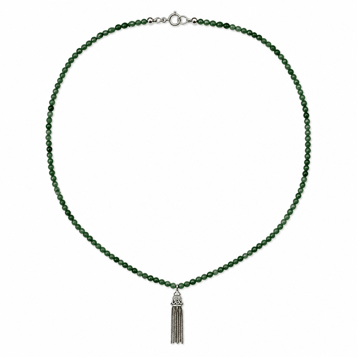 Jade - Kette mit Silberquaste - Atelier Tibet