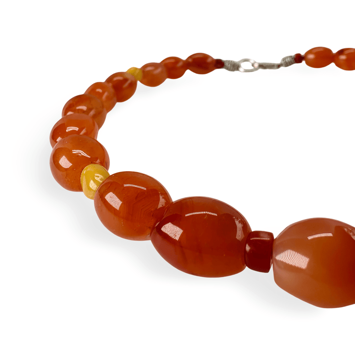 Karneol - Kette mit Bernstein und Koralle - Atelier Tibet
