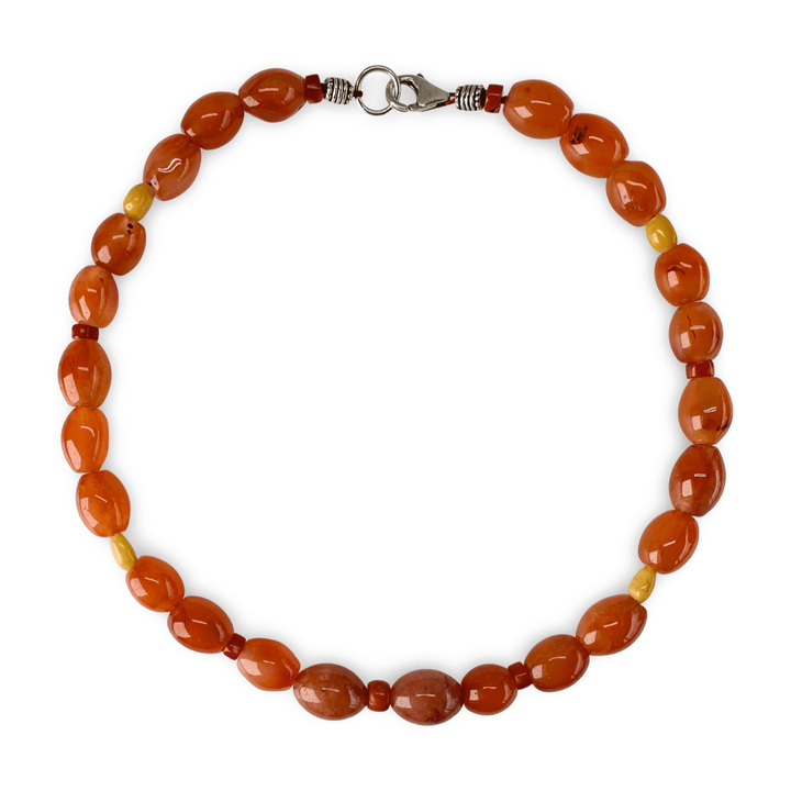 Karneol - Kette mit Bernstein und Koralle - Atelier Tibet