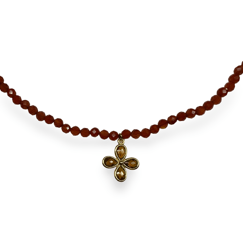 Karneol - Kette mit Granat - Anhänger - Atelier Tibet