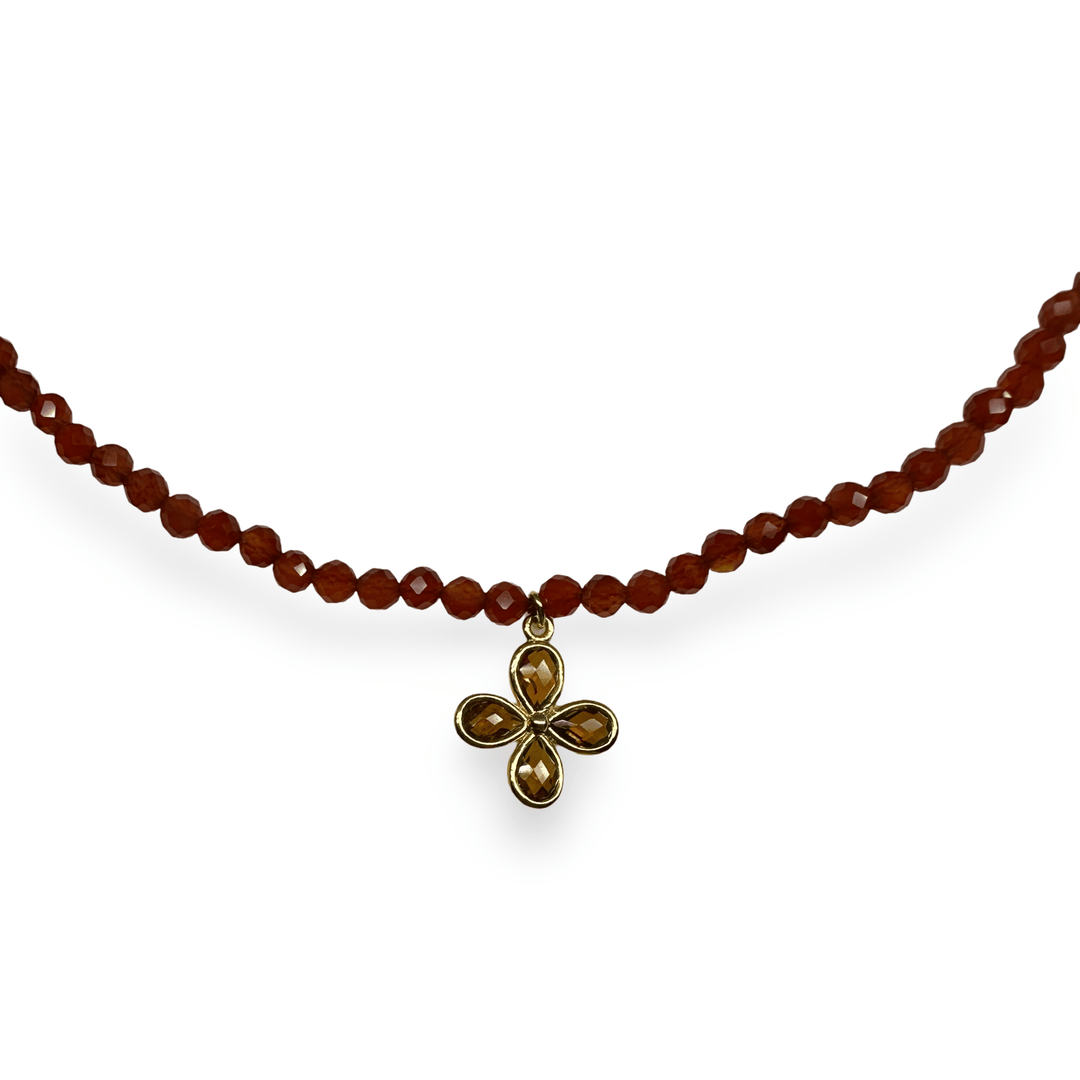 Karneol - Kette mit Granat - Anhänger - Atelier Tibet